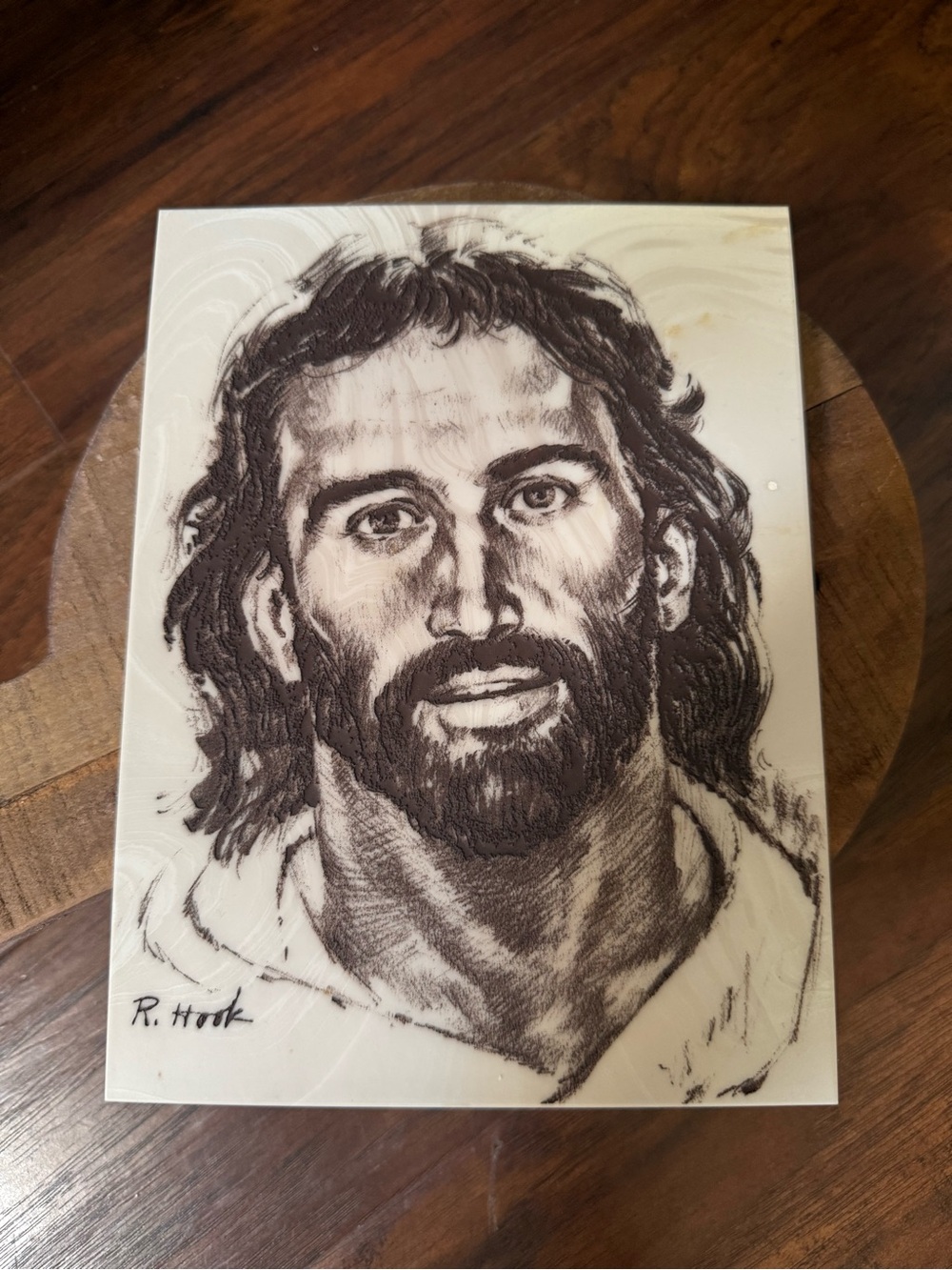 Etched Portrait “Head of Christ," Signed By Artist Richard Hook.